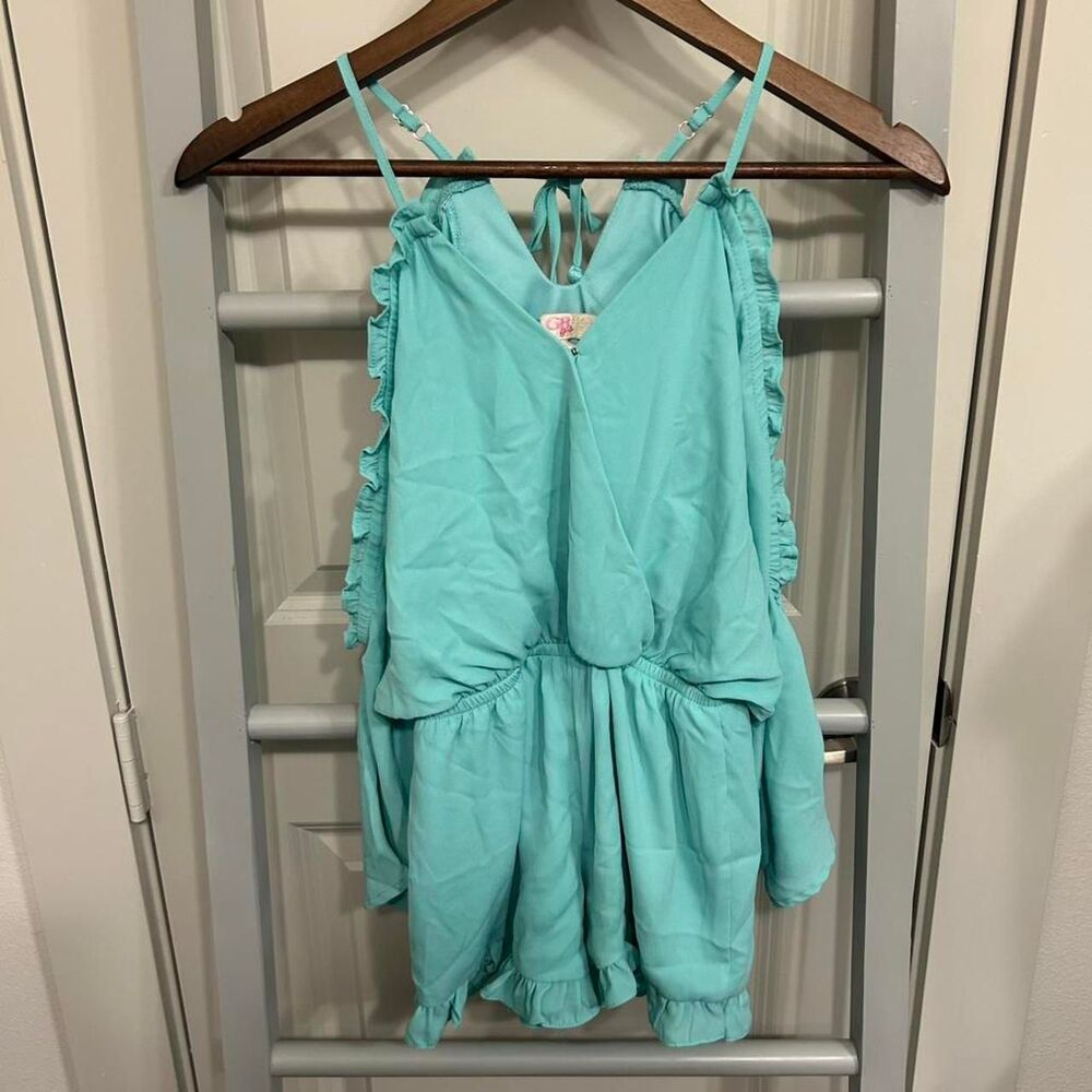 Gianna Women's Blue and Green Playsuit-romper